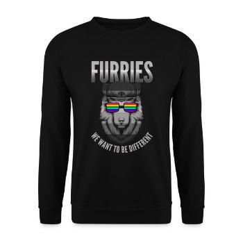 Furry, Furry Kongresse, Wolf, - Unisex Pullover - Schwarz - Vorne - Alina (178cm) & Michal (187cm)