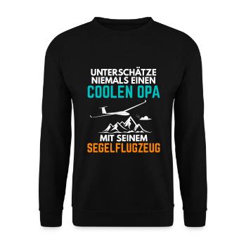 Segelflieger Opa Spruch Segelflugzeug Rente - Unisex Pullover - Schwarz - Vorne - Alina (178cm) & Michal (187cm)
