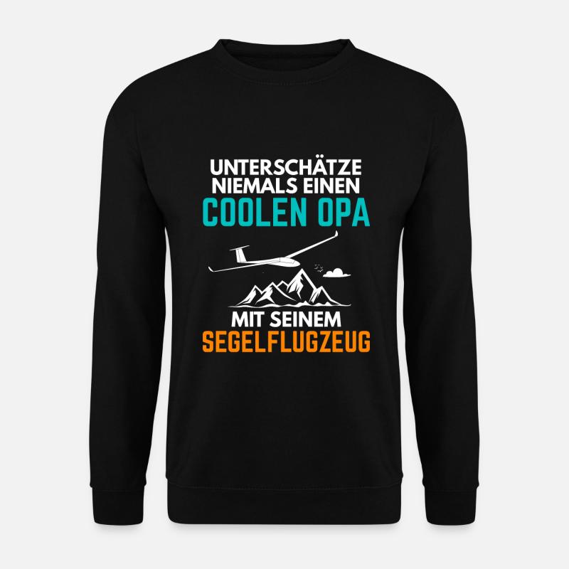 Segelflieger Opa Spruch Segelflugzeug Rente - Unisex Pullover - Schwarz