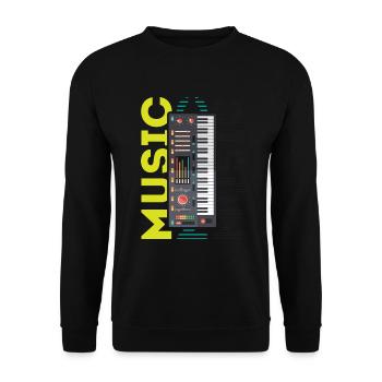 Beatmaker, Beatmaker synthesizer, 80s style, - Unisex Sweatshirt - black - Front - Alina (178cm) & Michal (187cm)