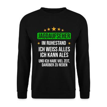 Jagdaufseher im Rhestand Jäger Jagdaufsicht - Unisex Pullover - Schwarz - Vorne - Alina (178cm) & Michal (187cm)