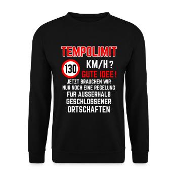 Tempolimit 130 km/h Autobahn Höchtgeschwindigkeit - Unisex Pullover - Schwarz - Vorne - Alina (178cm) & Michal (187cm)