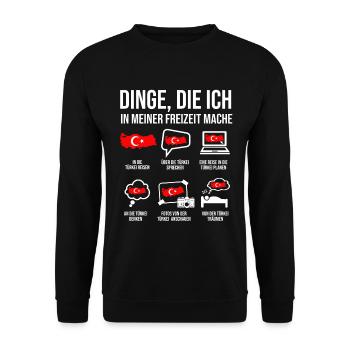 Türkei Shirt Heimatland Türkei für Türken - Unisex Pullover - Schwarz - Vorne - Alina (178cm) & Michal (187cm)