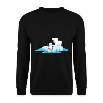 ours polaire mignon et pingouin sur la glace de la banquise - Sweat-shirt Unisexe - noir - Devant - Alina (178cm) & Michal (187cm)