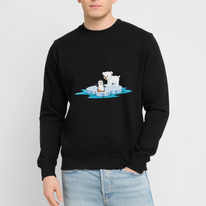 niedlicher Eisbär und Pinguin auf Eisscholle Eis Unisex Pullover