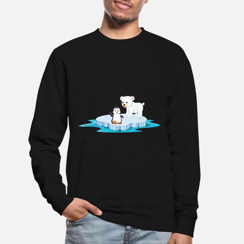 niedlicher Eisbär und Pinguin auf Eisscholle Eis Unisex Pullover