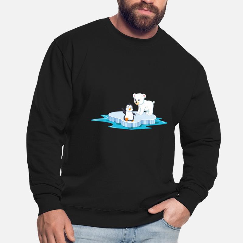 niedlicher Eisbär und Pinguin auf Eisscholle Eis Unisex Pullover