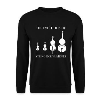 Kontrabass Spruch Streichinstrumente Evolution - Unisex Pullover - Schwarz - Vorne - Alina (178cm) & Michal (187cm)