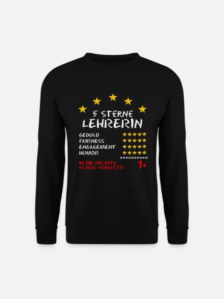 5 Sterne Lehrerin Zeugnis für die Beste Lehrerin - Unisex Pullover - Schwarz