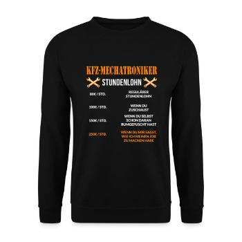 Kfz Mechatroniker Spruch Kfz Mechaniker - Unisex Pullover - Schwarz - Vorne - Alina (178cm) & Michal (187cm)