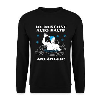 Eisbaden Spruch für Eisbader zum Winterbaden - Unisex Pullover - Schwarz - Vorne - Alina (178cm) & Michal (187cm)
