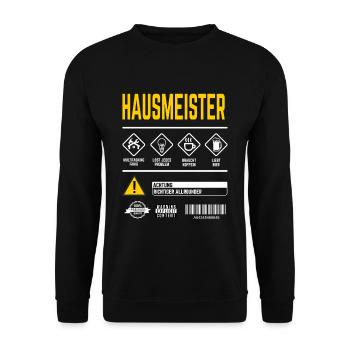 Hausmeister Gebrauchsanweisung - Unisex Pullover - Schwarz - Vorne - Alina (178cm) & Michal (187cm)