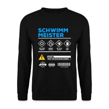 Schwimmmeister Gebrauchsanweisung Bademeister - Unisex Pullover - Schwarz - Vorne - Alina (178cm) & Michal (187cm)