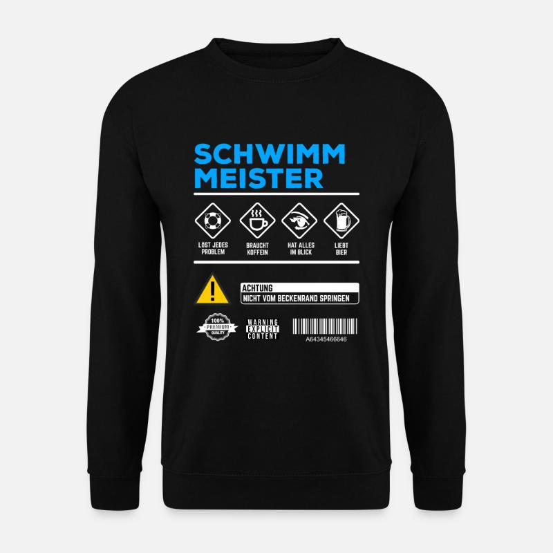Schwimmmeister Gebrauchsanweisung Bademeister - Unisex Pullover - Schwarz