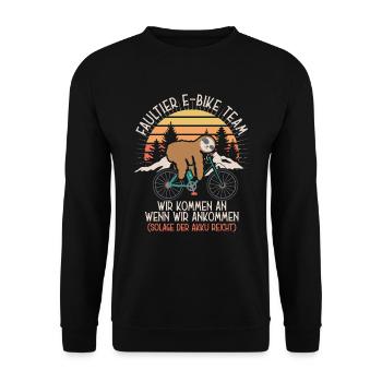 Sloth E-Bike Team Bicycle Pedelec Saying Funny - Unisex Sweatshirt - black - Front - Alina (178cm) & Michal (187cm)