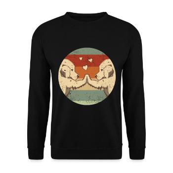 Hunde Pfote an Pfote Retro Labrador Retriever - Unisex Pullover - Schwarz - Vorne - Alina (178cm) & Michal (187cm)