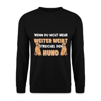 Hund Hunde Hundebesitzer streicheln lustig witzig - Unisex Pullover - Schwarz - Vorne - Alina (178cm) & Michal (187cm)
