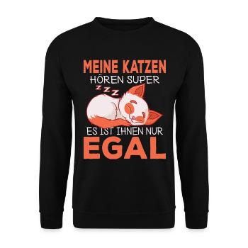 Spruch Katzenliebhaber Katzenbesitzer Katze Katzen - Unisex Pullover - Schwarz - Vorne - Alina (178cm) & Michal (187cm)