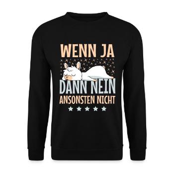 Süßes Lama Alpaka Morgenmuffel Langschläfer - Unisex Pullover - Schwarz - Vorne - Alina (178cm) & Michal (187cm)