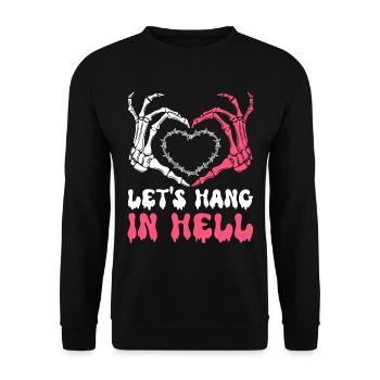 let's stay in hell heart humor halloween - Unisex Sweatshirt - black - Front - Alina (178cm) & Michal (187cm)