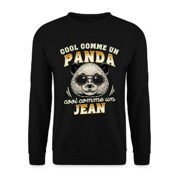 Cool Comme Un Panda, Cool Comme Un Jean - Sweat-shirt Unisexe - noir - Devant - Alina (178cm) & Michal (187cm)