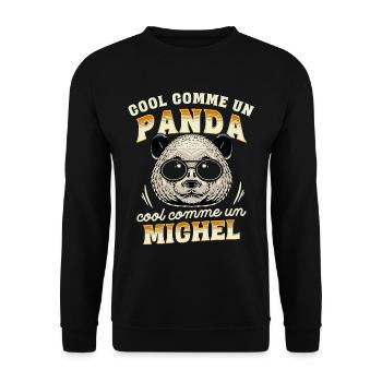 Cool Comme Un Panda, Cool Comme Un Michel - Sweat-shirt Unisexe - noir - Devant - Alina (178cm) & Michal (187cm)