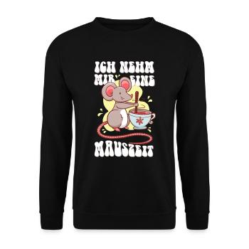 ich nehm mir eine Mauszeit - Unisex Pullover - Schwarz - Vorne - Alina (178cm) & Michal (187cm)