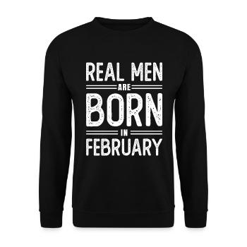 Anniversaire De vrais hommes naissent en février - Sweat-shirt Unisexe - noir - Devant - Alina (178cm) & Michal (187cm)