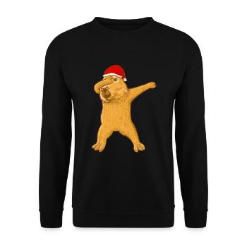 Capybara Weihnachten - Unisex Pullover - Schwarz - Vorne - Alina (178cm) & Michal (187cm)