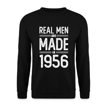 Anniversaire De vrais hommes sont nés en 1956 - Sweat-shirt Unisexe - noir - Devant - Alina (178cm) & Michal (187cm)