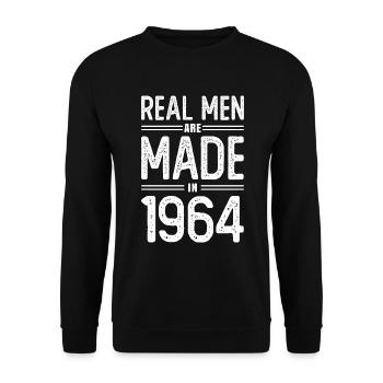 Anniversaire De vrais hommes sont nés en 1964 - Sweat-shirt Unisexe - noir - Devant - Alina (178cm) & Michal (187cm)