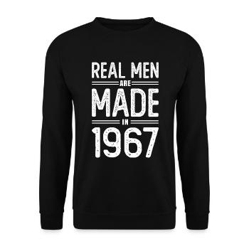 Anniversaire De vrais hommes sont nés en 1967 - Sweat-shirt Unisexe - noir - Devant - Alina (178cm) & Michal (187cm)