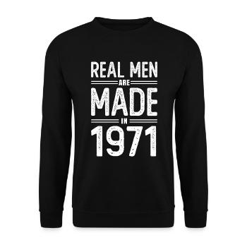Anniversaire De vrais hommes sont nés en 1971 - Sweat-shirt Unisexe - noir - Devant - Alina (178cm) & Michal (187cm)