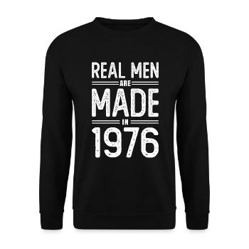 Anniversaire De vrais hommes sont nés en 1976 - Sweat-shirt Unisexe - noir - Devant - Alina (178cm) & Michal (187cm)
