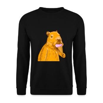 Capybara isst Eis - Unisex Pullover - Schwarz - Vorne - Alina (178cm) & Michal (187cm)