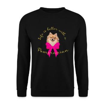 Poméranien - Sweat-shirt Unisexe - noir - Devant - Alina (178cm) & Michal (187cm)
