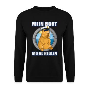 Mein Boot meine regeln Capybara - Unisex Pullover - Schwarz - Vorne - Alina (178cm) & Michal (187cm)