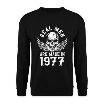 Anniversaire 1977 De vrais hommes sont nés en 1977 - Sweat-shirt Unisexe - noir - Devant - Alina (178cm) & Michal (187cm)