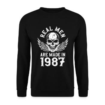 Anniversaire 1987 De vrais hommes sont nés en 1987 - Sweat-shirt Unisexe - noir - Devant - Alina (178cm) & Michal (187cm)