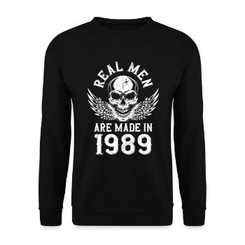 Anniversaire 1989 De vrais hommes sont nés en 1989 - Sweat-shirt Unisexe - noir - Devant - Alina (178cm) & Michal (187cm)