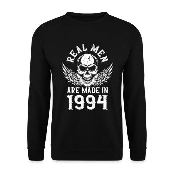 Anniversaire 1994 De vrais hommes naissent en 1994 - Sweat-shirt Unisexe - noir - Devant - Alina (178cm) & Michal (187cm)