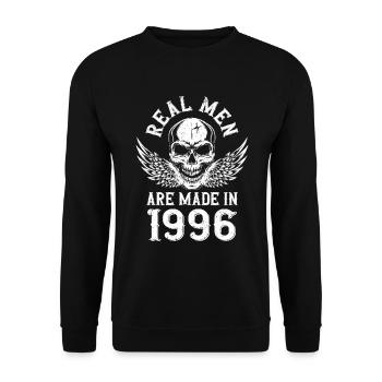 Geburtstag 1996 Echte Männer sind 1996 geboren - Unisex Pullover - Schwarz - Vorne - Alina (178cm) & Michal (187cm)