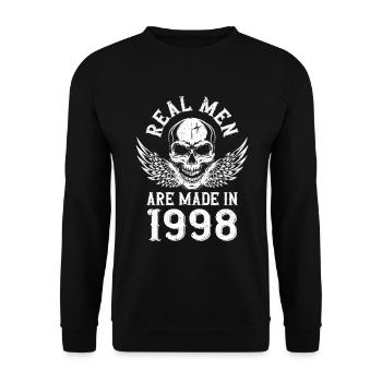 Anniversaire 1998 De vrais hommes naissent en 1998 - Sweat-shirt Unisexe - noir - Devant - Alina (178cm) & Michal (187cm)