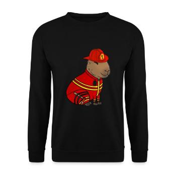 Feuerwehrmann Feuerwehr Capybara - Unisex Pullover - Schwarz - Vorne - Alina (178cm) & Michal (187cm)