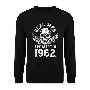 Geburtstag 1962 Echte Männer sind 1962 geboren - Unisex Pullover - Schwarz - Vorne - Alina (178cm) & Michal (187cm)