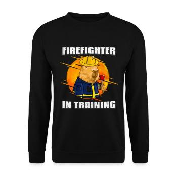 Firefighter in training - Unisex Sweatshirt - black - Front - Alina (178cm) & Michal (187cm)