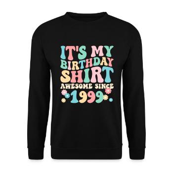 Geburtstag Geburtstagsshirt besonders seit 1999 - Unisex Pullover - Schwarz - Vorne - Alina (178cm) & Michal (187cm)