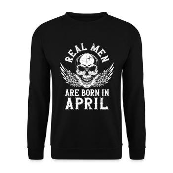 Anniversaire De vrais hommes naissent en avril - Sweat-shirt Unisexe - noir - Devant - Alina (178cm) & Michal (187cm)