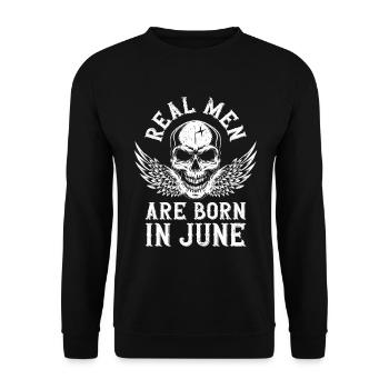 Anniversaire De vrais hommes naissent en juin - Sweat-shirt Unisexe - noir - Devant - Alina (178cm) & Michal (187cm)