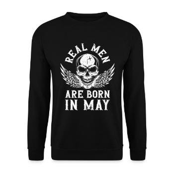Anniversaire Les vrais hommes naissent en mai - Sweat-shirt Unisexe - noir - Devant - Alina (178cm) & Michal (187cm)